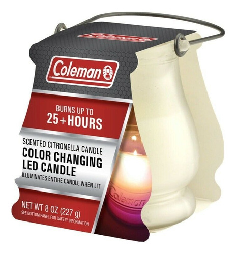 Vela Citronela Coleman Cambia Color Led 25 Horas Mosquito