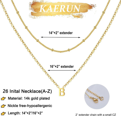 Kaerun Collares Con Iniciales En Capas Para Mujer, Chapados
