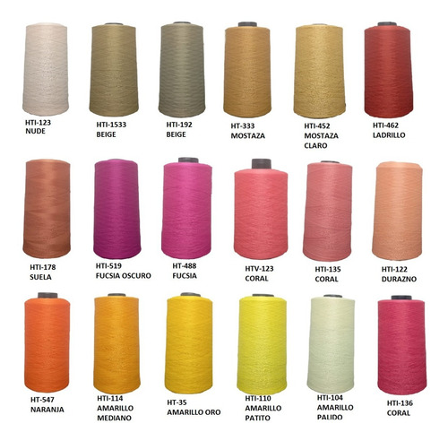 Imagen 2 de 6 de Pack 10 Conos Hilo Poliester Texturizado Overlock 6000 Mts