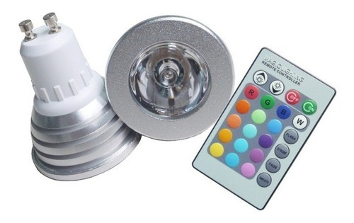 Imagem 4 de 5 de 2 Lampadas Led Para Spot Rgb Gu10 Controle Remoto Colorido