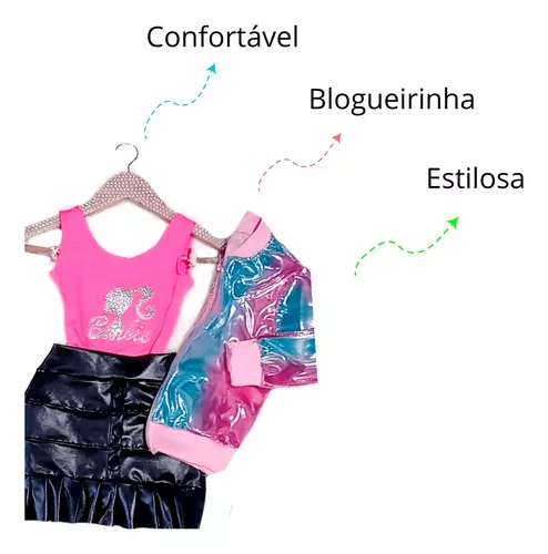 Conjunto Barbie 3 Peças Look Filme Infantil Com Envio Rápido