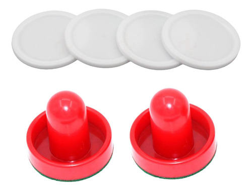 2 Empujadores De Air Hockey Y 4 Discos De Air Putter Rojo