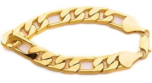 Lifetime Jewelry Figaro Pulsera 11mm Mueca Cadena 14k Chap