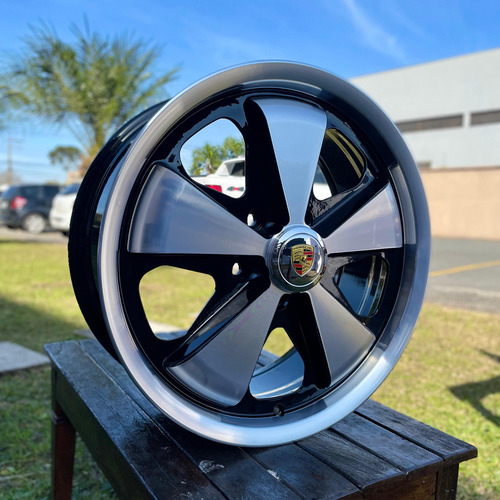 Jogo Roda Fuchs Aro 17 Porsche 5x112 + Bicos Cor Preta Diamante