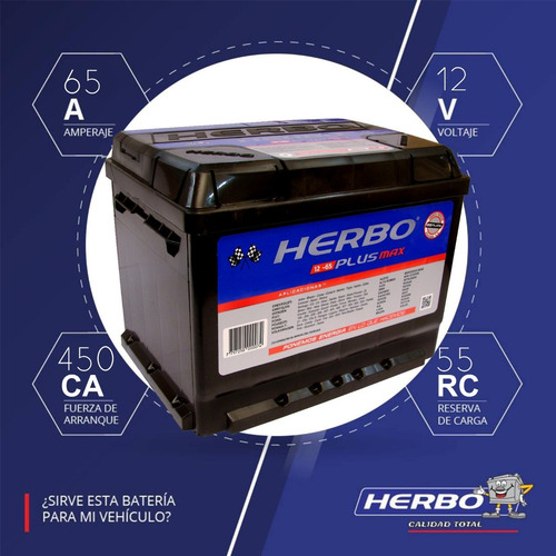 Bateria Herbo Plus Max 12x65 Fiat Punto 1.4 1.6 Naf