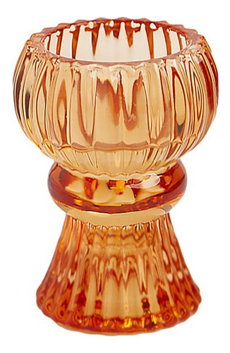 Castiçal Duplo Lumen Porta Velas Âmbar Vidro Mini Vaso