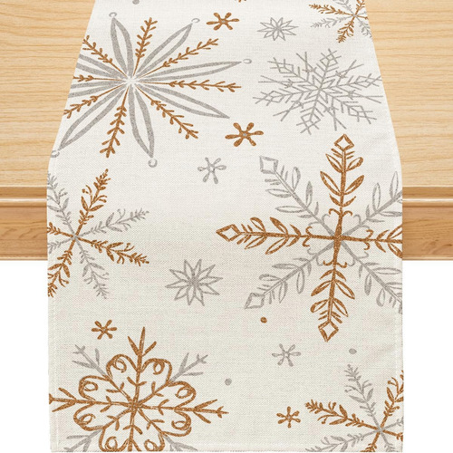 Camino De Mesa Navidad Copos De Nieve 33 X 91 Cm