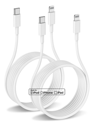 2pack 6ft Usb C Al Cable De Relámpago, [apple Mfi Certificad