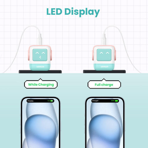 Cargador Ugreen Uno De 30 W, Usb C, Robot Gan Para iPhone Ga