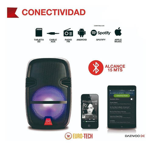 Parlante Bafle Portatil Daewoo Rock 12 Bluetooth Mic Karaoke
