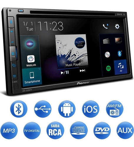 Imagem 3 de 9 de Central Pioneer Tv Dvd Gps Android Auto City Ar Dig ..