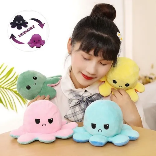 Pulpo Reversible De Moda Feliz O Enojado Varios Colores
