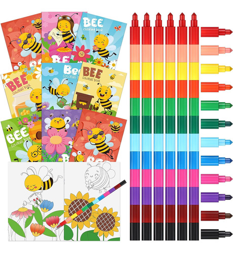 Funrous 24 Libros Para Colorear De Abejas Con 24 Piezas Apil