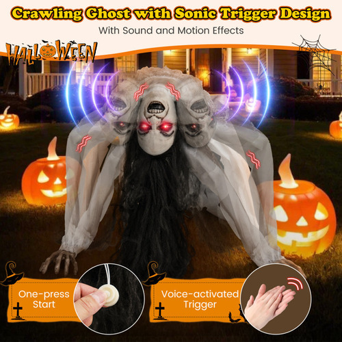 Decoración De Halloween De Mujer Rastrera Ojos Led Y Sonido