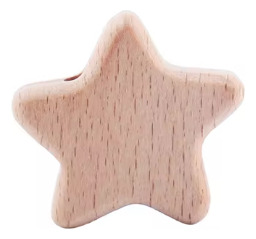 Dije Madera Natural Haya Portachupetes Pack X 10 Unid. Madera- Pack Estrella