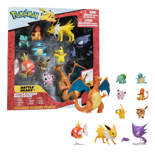 Conj. Pokemon Brinquedo Charizard Pikachu Charmander Bubasau
