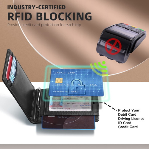 Cartera Para Hombres Runbox, Bloqueo Rfid, Clip Para Dinero
