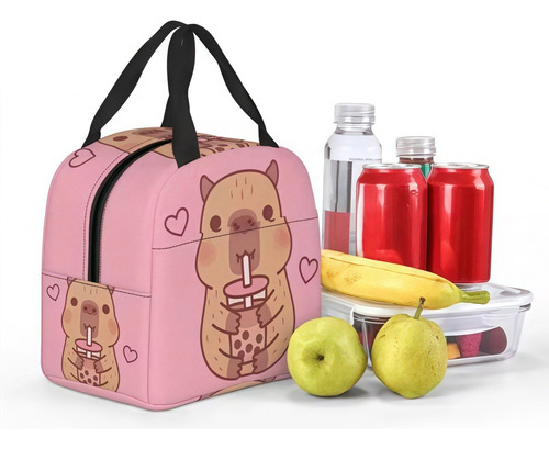 Bolsa De Almuerzo Aislante Con Forma De Capibara Rosa