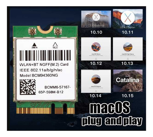 Cartão Wifi Bcm94360ng De Banda Dupla 1200mbps Para Macos Ha