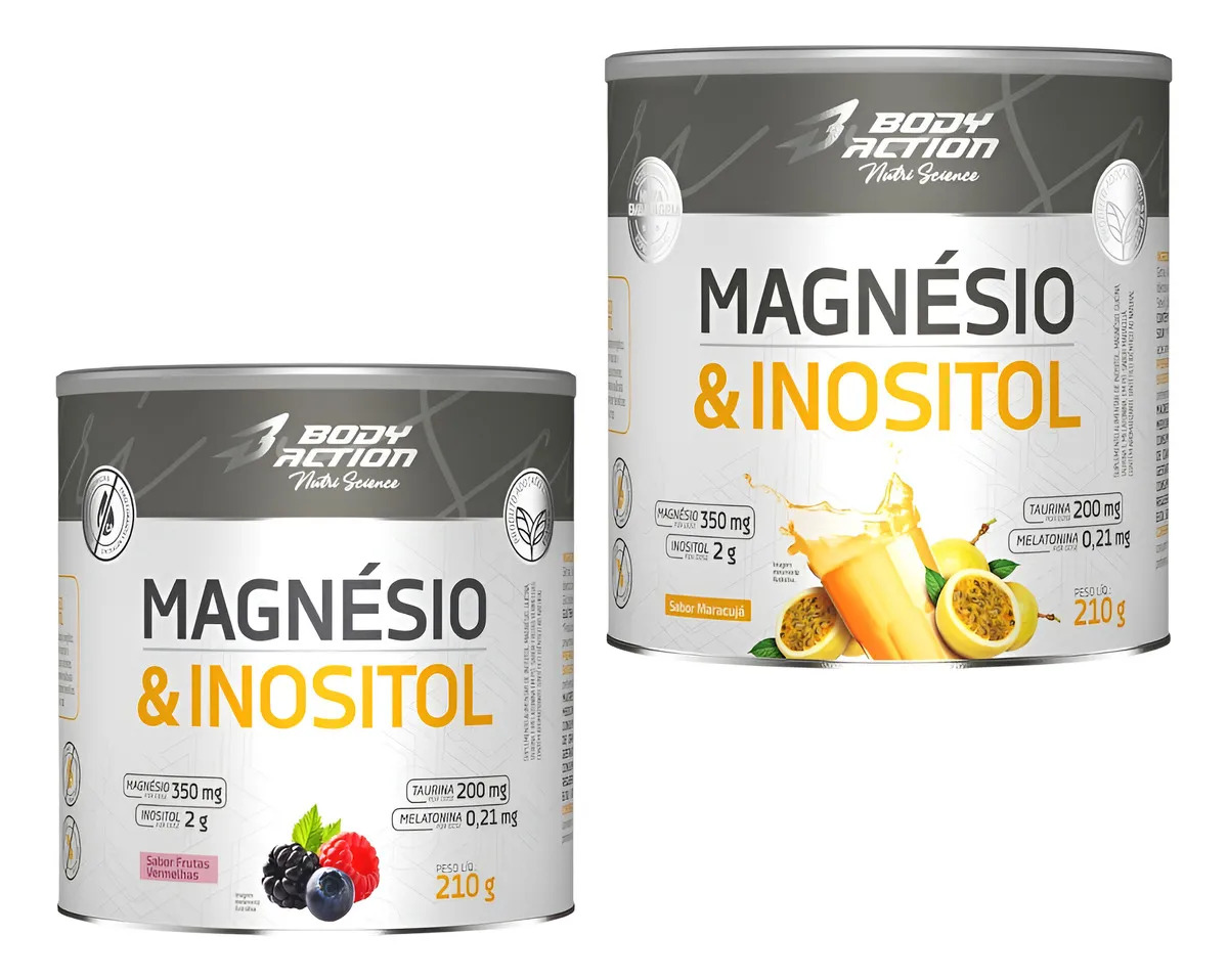 Kit 2 Magnesio E Inositol 210g Bodyaction Melatonina E
