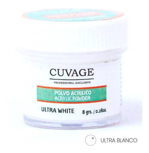 Cuvage Polvo Acrílico Polímero Pigmentado Color Uñas X1 Color Ultra White 8grs