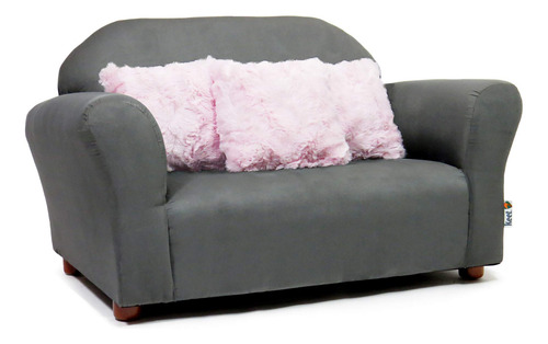 Keet Sofá Infantil De Peluche Con Almohadas Decorativas Carbón, Rosa