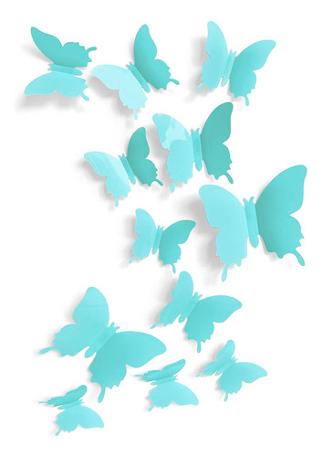 Bonita Decoración De Pared De Mariposa Azul, 24 Unidades,