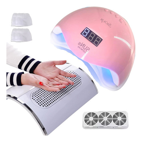 Sugador De Po Unhas Acrigel Porcelana + Cabine 48w / 34 Leds Cor Rosa 110v/220v