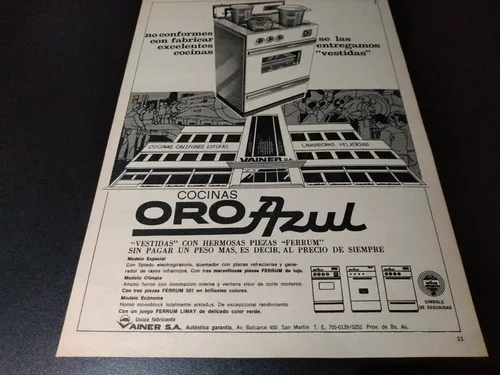 comprar (pb123) Publicidad Clipping Cocinas Oro Azul * 1969