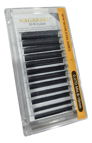 Mezcla para pestañas Nagaraku 3D W, volumen egipcio, rizo negro, tipo D, 0.07, mezcla de 8 a 14
