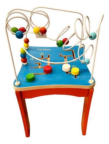 Juguete Didactico Madera Mesita + Buscacaminos Y Laberinto Multicolor