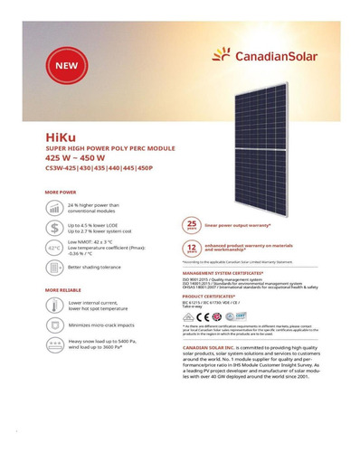 Panel Solar Canadian Solar 440 Mono Perc Hc
