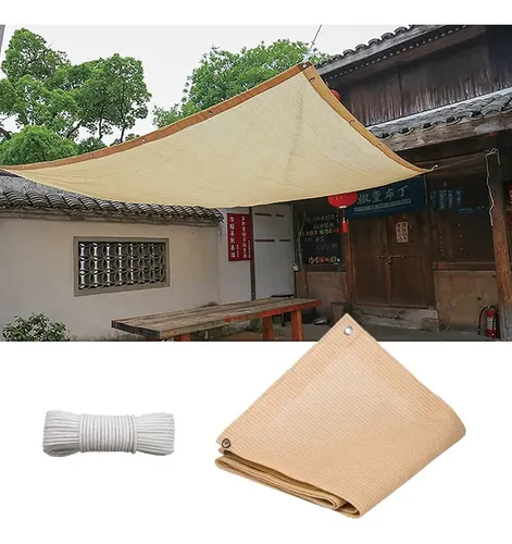 Red De Sombra Exterior 80-90% UV - Tela HDPE, 2x3m, Color Beige | Para Terraza, Balcón, Invernadero Y Pergola