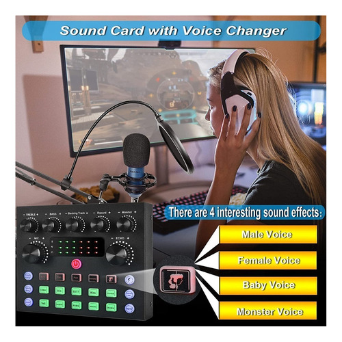 Audio Podcast De Mezclador Con Tarjeta De Sonido V8s