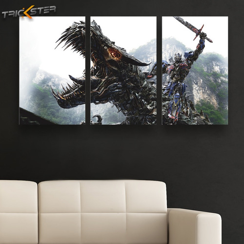 Cuadro Triptico Optimus Prime Transfomers Art Canvas