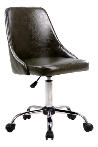 Asiento De Oficina Negro Simil Cuero D-1001