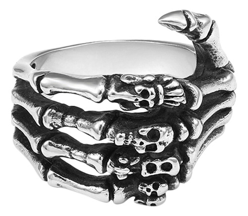 Anillo De Plata Con Forma De Calavera Tallada Con Forma De M