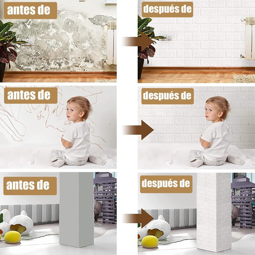 20pcs Pegatina De Pared Con Textura De Ladrillo En 3d