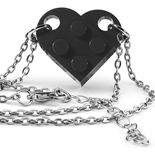 Collar De Corazón A Juego De Ladrillo Para Parejas