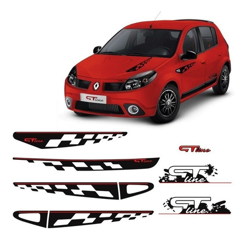 Kit Faixa Sandero Gt Line 2011 Adesivo Lateral Traseiro Capô