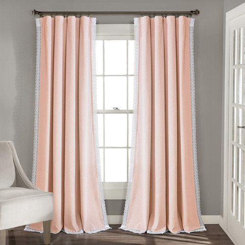 Cortinas Rústicas Para Ventana, 137 Cm X 213 Cm, Rubor Par