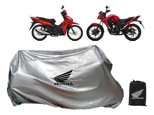 Funda 100 % Impermeable Afelpada Uso Rudo Estampado Honda Color Plateado