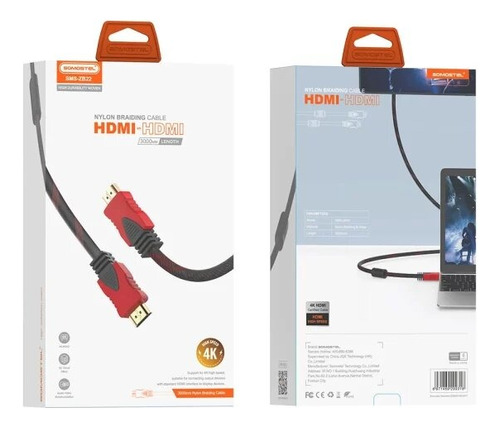 Cable Somostel Hdmi 2.0 Ultra Hd 4k 60hz De Tres Metros 