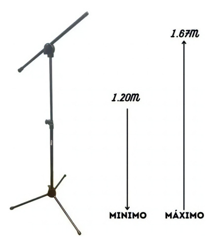 Pedestal Microfone Saty Smg-10 Girafa Com 1 Rosca Cor Preto