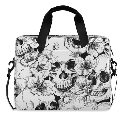 Funda Para Portátil Vintage Halloween Skull Flower Maletín D