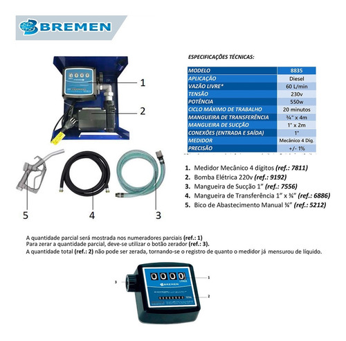 Kit Bomba Abastecimento Diesel Bremen 8835 60l/min 220v
