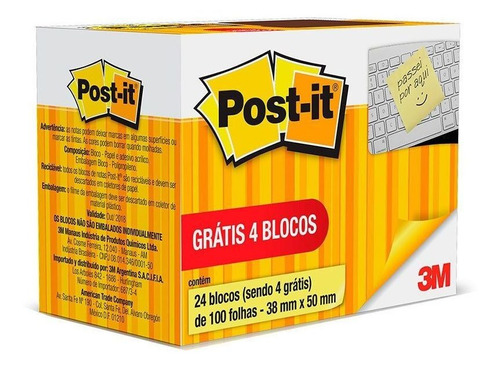 Post-it 3m 653 38 Mm X 50 Mm Amarelo 100 Folhas