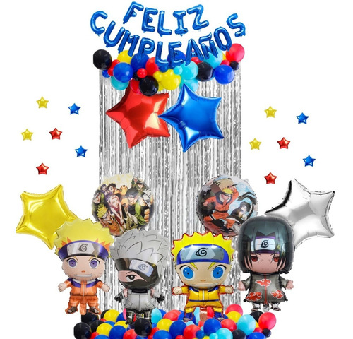 Decoración Fiestas Globos Metálicos Naruto Feliz Cumpleaños