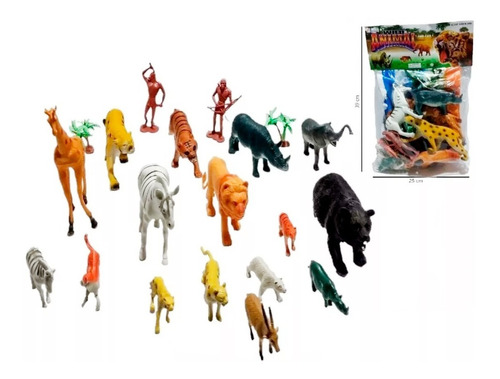 Set X16 Muñecos Animales Selva 14cm Juguete León Jirafa