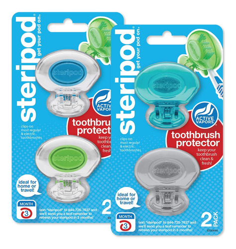 Protector De Cepillo De Dientes Con Clip SteriPod, Transpare